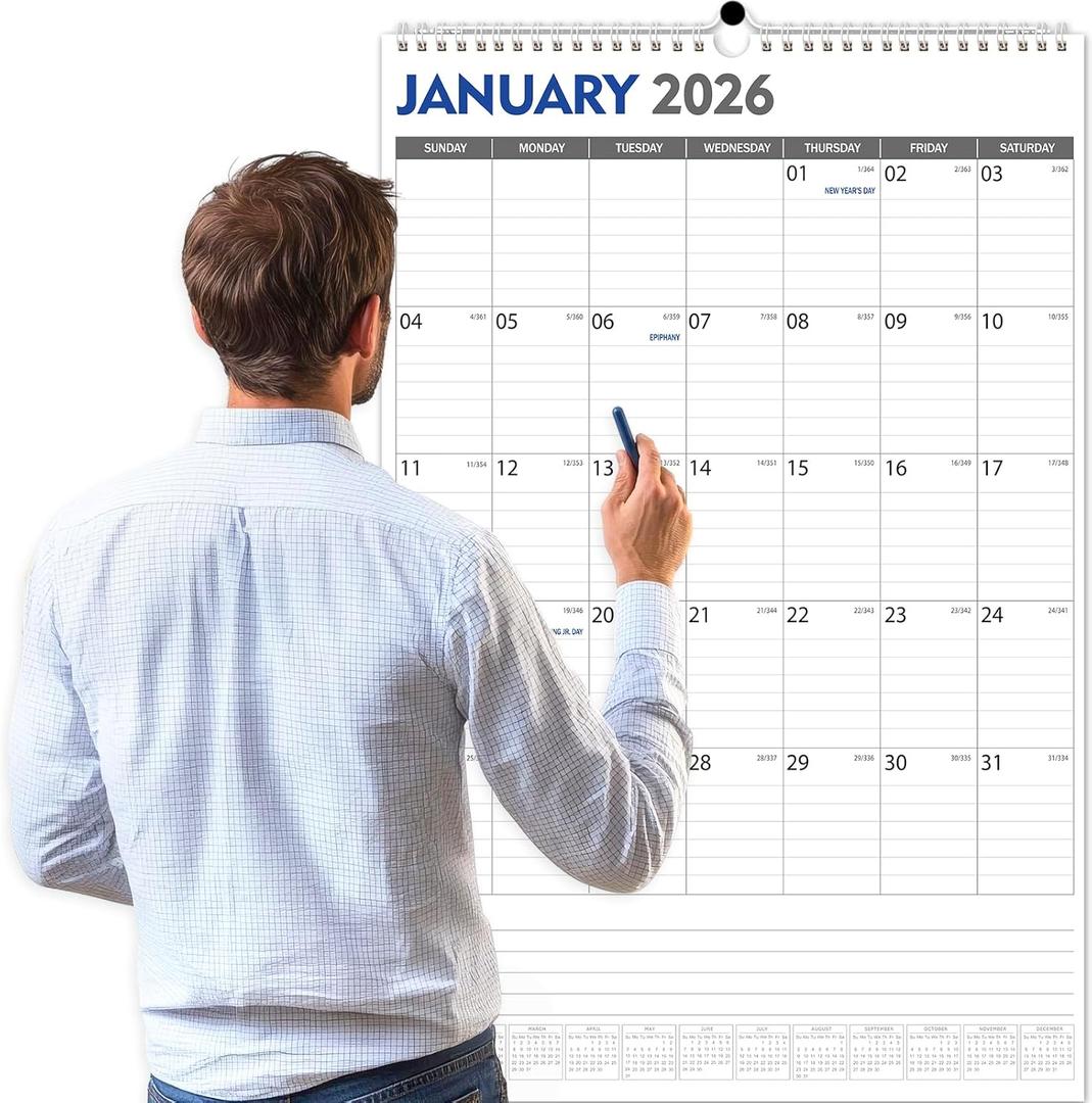 GuassLee Extra Large Wall Calendar 2026-27, 20"x 30" Gaint Vertical Wall Calendar 2026, Jan. 2026 to Jun. 2027, 18-Month Paper Hanging Planner Wall with Julian Date for Office Home Planning & Organizing