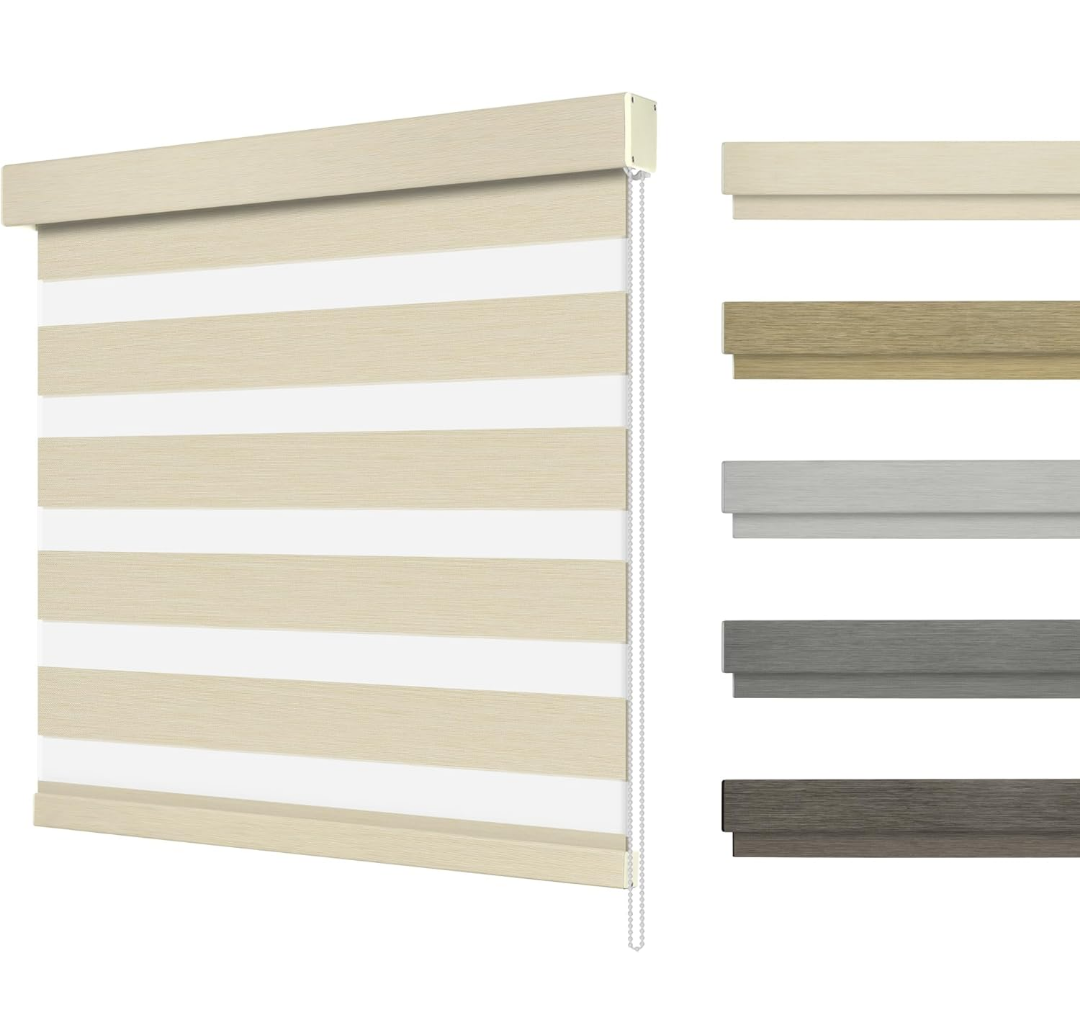 Custom Zebra Blinds for Windows,Blackout,Light Control,Easy to Install, UV Protection,Blinds for Indoor,for Office and Home,Roller Shades,Beige, Size 22" × 72"