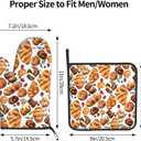 Oven Mitt and Pot Holders Sets - Food Oven Gloves Hot Pads Set of 2 Bread Kitchen Mitts for Cooking BBQ Baking Grilling (Delicious Toast and Fruit)