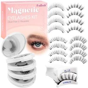 FADLASH Magnetic Eyelashes with Applicator Natural Look Magnetic Lashes Reusable 4 Pairs False Eyelashes Kit Easy to Wear and Remove (604+079+806+B7)