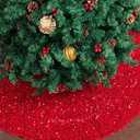 Mr. Pen- Small Christmas Tree Skirt 24 inch, Red Sequin Tree Skirt
