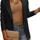 Womens Casual Long Sleeve Blazers Solid Color Knit Blazer Work Office Open Front Blazer Jacket (Black)