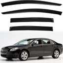 Rain Guards Compatible with 2008-2012 Chevy Malibu Front+Rear Smoke Tint Tape-On Side Window Visor Wind Deflector Vent Visors Car Accessories 4pcs