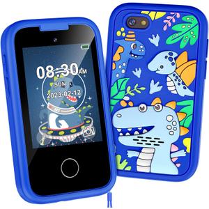 Kids Phone for Boys, Christmas Birthday Gifts for Boy Girl Age 3-10 Kids Toys Cell Phone, 2.8" Touchscreen Toddler Learning Play Toy Phone with Dual Camera, Game, Music Player, 8GB Card Blue