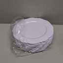 WDF 60pcs White Plastic Plates -10.25inch Baroque White Disposable Dinner Plates for Upscale Parties/Wedding
