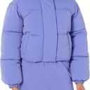 Amazon Essentials Womens Cropped Full-Zip Puffer Jacket (Quilted Matte or Sherpa Fleece) (Small, Purple Blue)