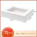 Mefleet 25pcs 19x14x4 Half Sheet Cake Boxes with Window Rectangle 1/2 Sheet Bakery Boxes for Pastry Baking Cake, Cupcakes, Donuts, Cookies, Pie Treat Packaging White Large