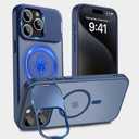 Cufelf Magnetic for iPhone 15 Pro Max Case(Compatible with Magsafe)(Built-in Invisible Kickstand) Military Drop Protection,Anti-Fingerprint,Anti-Scratch,Matte Translucent Phone Cover,6.7",Blue