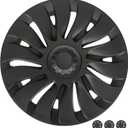 2025 Model Y Wheel Covers for Tesla Model Y Accessories 2024 19 Inch 4 Pcs Rim Protector Wheel Cover Replacement Compatible with Tesla Y 2024 2023 2022 2021 Matte Black ABS Hubcaps