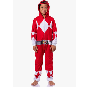 Mighty Morphin Power Rangers Kids All Character Union Suit Costume Sleep Pajama Loungewear, Size: 4-5