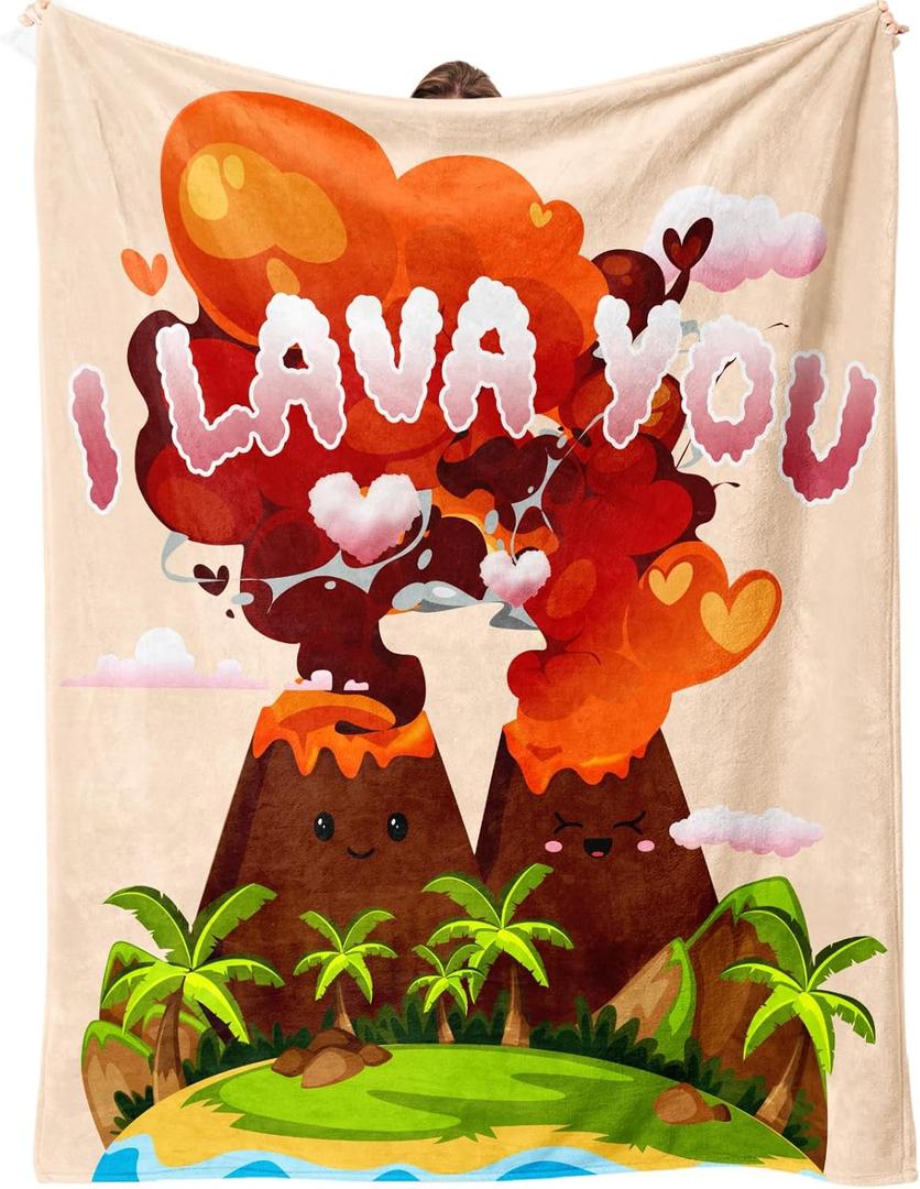 Christmas Couple Gifts for Him/Her,Girlfriend/Boyfriend Birthday Gifts for Couple, Wedding Gift for Husband,Wife Birthday Gift Ideas,I Lava You Blanket 50x60in