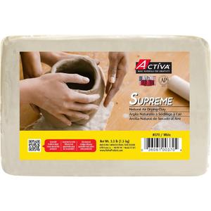 Activa Supreme Clay, White, Premium Natural Air Dry Clay, 3.3lb (1.5kg) | Ultra-Fine & Exceptional Plasticity for Studio, Classroom & Hobby Use