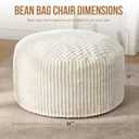 Hobestluk 4ft Bean Bag Chairs for Adults Large Beanbag Chair with Dutch Corded Plush Cover Big Bean Bag Chair for Living Room Bedroom Dorm Office - White (42" x 42" x 24")