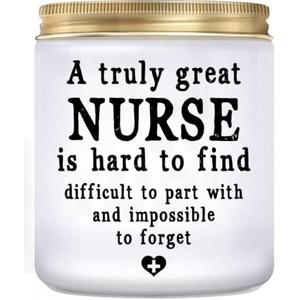 Nurse Gifts for Women Nurse Practitioner Gifts 7 OZ Lavender Scented Candles School Student Nurse Graduation Gift Funny Retirement Bulk Presents Eco-Friendly Long Lasting Natural Soy Max Candle (Great Nurse White)