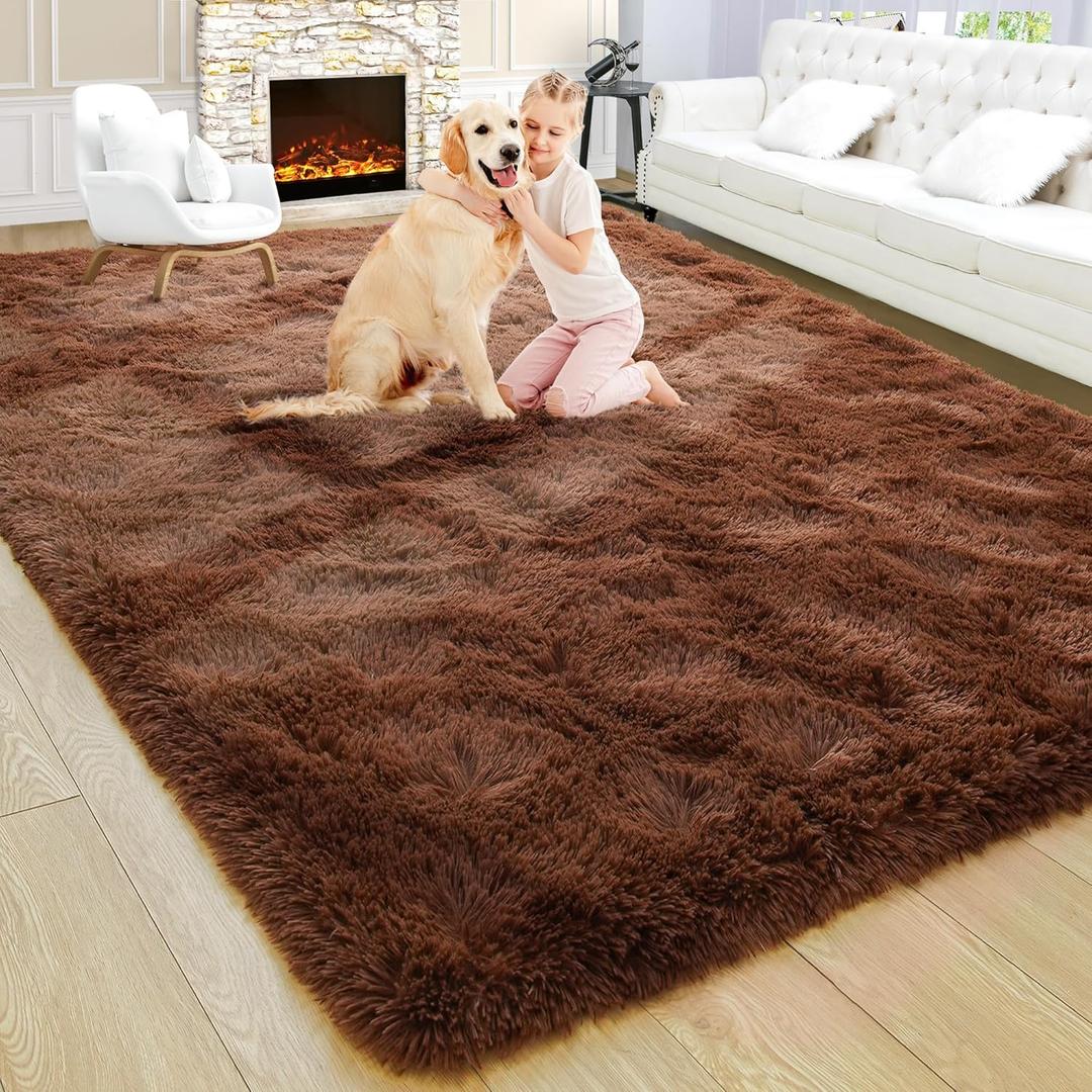 Noahas Large Fluffy Brown 5x8 Area Rugs for Living Room Bedroom,Thick Shag Throw Rug,Big Soft Shaggy Bedside Non-Slip Plush Dorm Nursery Kids Carpet