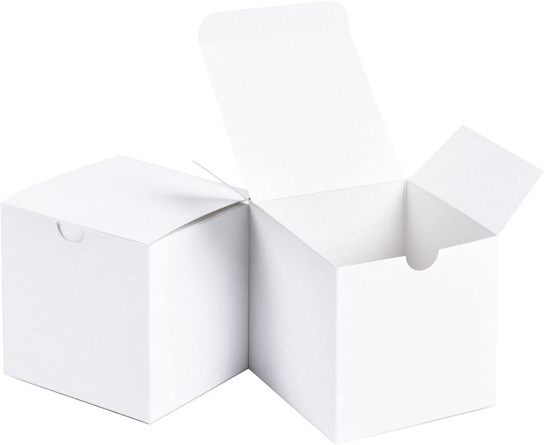 SHIPKEY 10PCS 8x8x8 Inch White Cardboard Gift Boxes with lids |Perfect for Party, Wedding, Christmas, Holidays, Birthdays, and Gifts Wrap, Cube Gift Boxes (20x20x20cm)