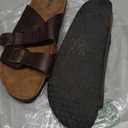 ONCAI Mens Sandals,Beach Slides Cork Footbed Slippers with Adjustable Buckle Straps (15, Dark Brown)