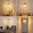 H11.81''X D8.66'' Chandelier Shades, Mini Crystal Shade, Acrylic Beaded Hanging Lampshade, Modern Pendant Light Shades, Sparkling Ceiling Decor for Bedroom, Hallway, Bar, Kitchen, Bathroom, 2-Tiers