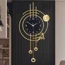 SIN&MI Large Wall Clocks for Living Room,Silent Non Ticking,Battery Operated Oversized Round Modern Wall Clock for Bedroom,Farmhouse,Office Wall Decor-15.7 * 31.4Inch / Gold (2511-black-gold)