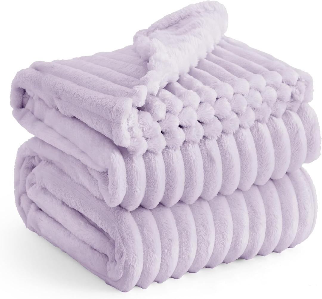 Bedsure GentleSoft Lavender Fog Fleece Blanket for Couch - Cozy Soft Blankets for Women, Cute Small Throws for Girls, 90x90 Inches