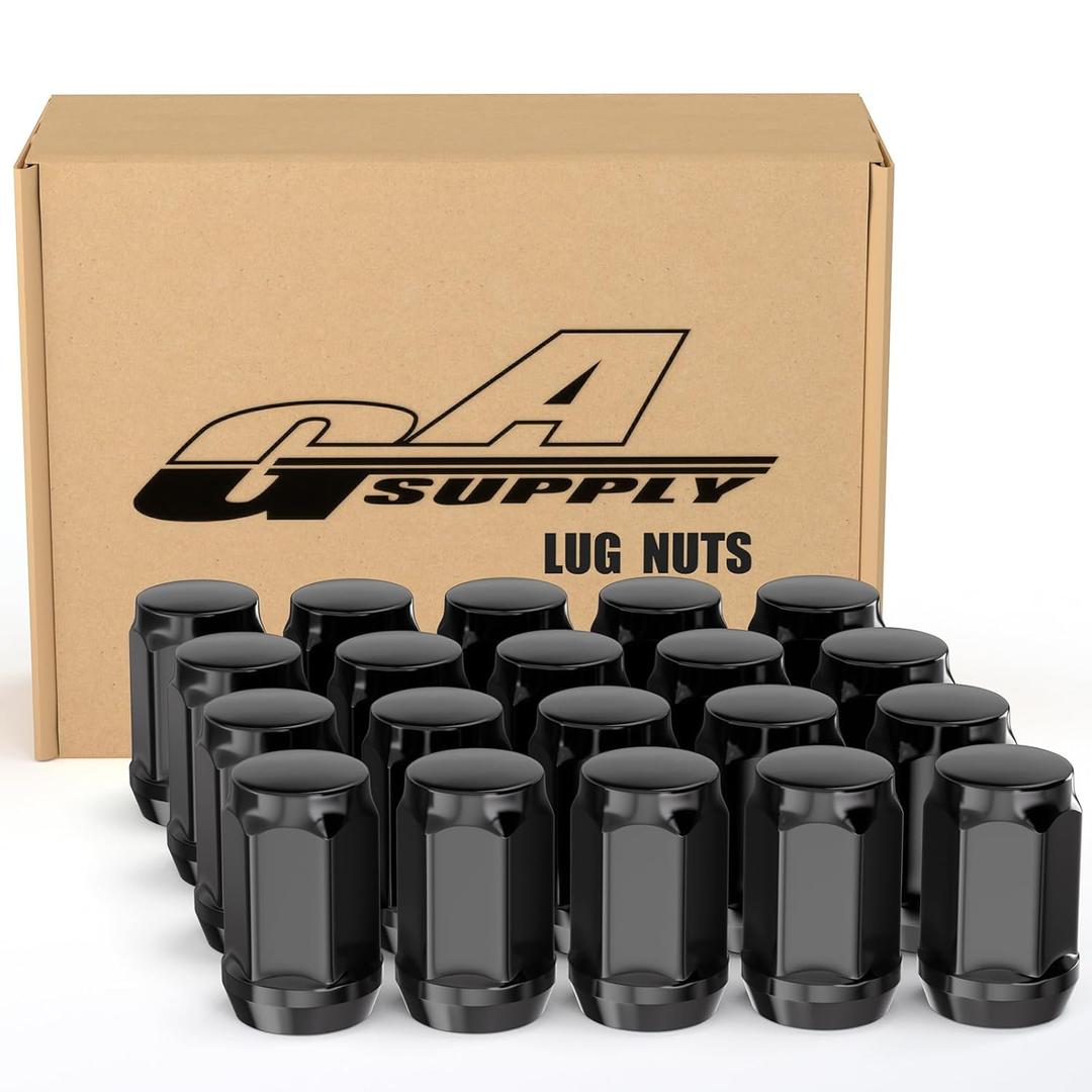 GAsupply M12x1.5 Black Lug Nuts, 20pcs Closed End Bulge Acorn Wheel Lug Nut 3/4 inch (19mm) Hex 1.38" 35mm Length