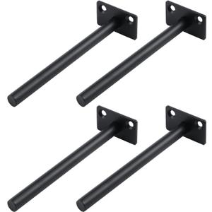 Antrader 4PCS Black Floating Shelf Brackets Blind Hidden Brakets Shelf Support Heavy Duty for Wall with Screws and Expansion Screws, Steel, Rod Length 5.9 (6 Inch)