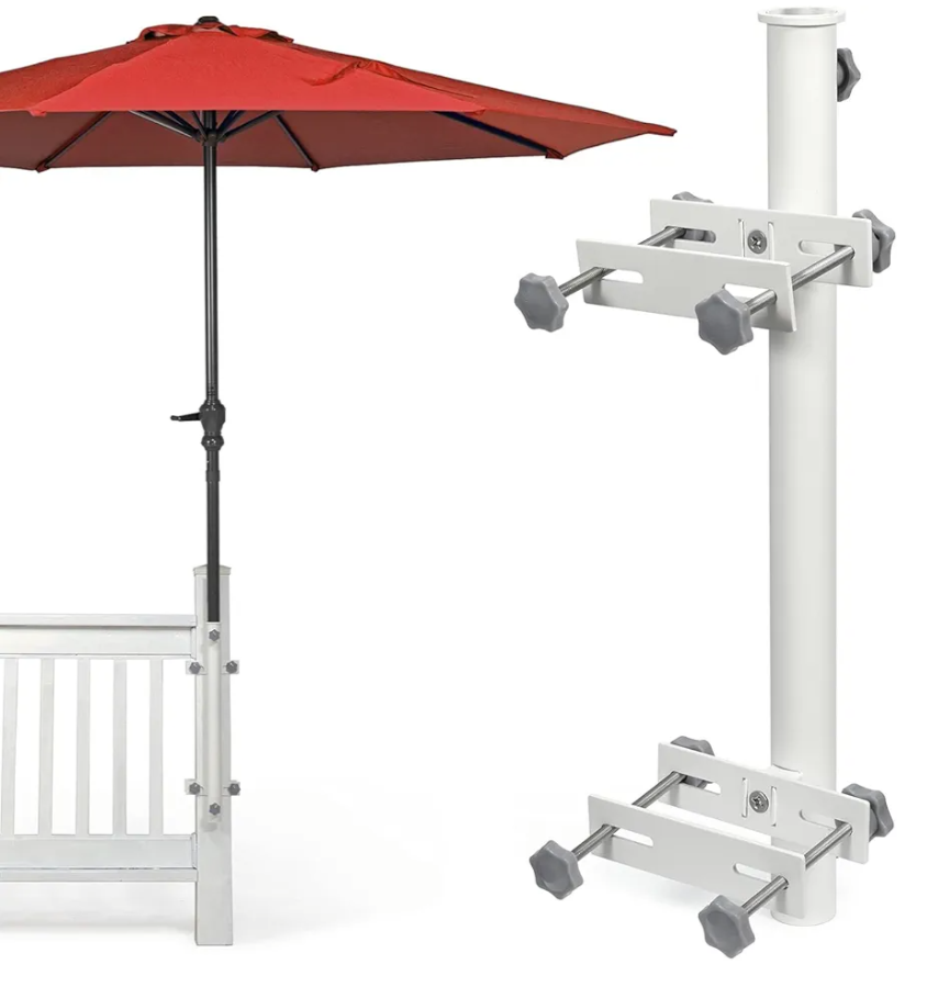 304 Stainless Steel Patio Umbrella Holder, Heavy-Duty Umbrella Deck Mount, for Outdoor Umbrella Holder for Deck Railing, Post Deck Umbrella Mount (Post, White)