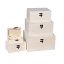 Wooden Nesting Box Set of 5, Unfinished Wood Rectangle Box Set for Crafts
