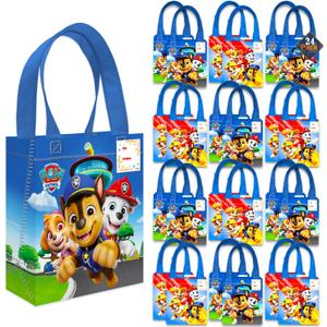 Paw Patrol Party Favor Bags Set  24 Pack 8" Goodie Bags for Kids Bulk Reusable Mini Totes | Paw Patrol Birthday Party Supplies