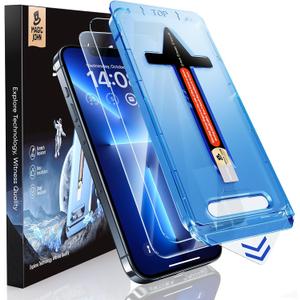 MAGIC JOHN 2 Pack for iPhone 13 Pro Max/iPhone 14 Plus 6.7 inch Tempered Glass Screen Protector, Auto Dust-Elimination Installation, Bubble Free, HD Clear, Easy Installation