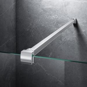 Frameless Shower Door Support Bar, Stainless Steel Wall-to-Glass Support Arm to Fixed Shower Glass Panel, for 1/4"-3/8" (6-10 mm) Door, 180° Pivot & Stow-Flat Mode (Brushed Nickel, 27.6-inch(700mm))
