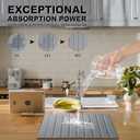 Large Stone Dish Drying Mat for Kitchen Counter 24x16 Inch - Super Absorbent Quick Dry Diatomaceous Earth with PU Leather, Foldable Space Saving Stone Bath Mats for bathroom
