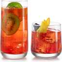 Libbey Ascent Tumbler and Rocks Drinking Glasses Set of 16, Glass Drinking Glasses with Curvature, Versatile Glassware Set for Parties and More