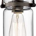 Kichler Brinley 7.75" Kitchen Pendant in Olde Bronze®, Mini Farmhouse Pendant with Clear Glass, (7.75" H x 4.75" W), 42878OZ, Pack of 1