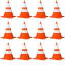 12 Pcs Halloween Orange Traffic Cone Hats Funny Unisex Halloween Costume Road Construction Cone Hats for Costume Parties, Events