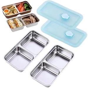 Stainless Steel Snack Containers, Reusable Food Storage Containers with Lids, Condiment Container, Grab and Go Snack Containers for Snacks,Dips,Lunch,Travel and Outdoor Camping (2PCS-A+A)