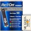 ReliOn Premier Blood Glucose Test Strips, 50 Count, + me Gusta Sticker
