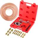 ISINSWIFT 25 ft 3/ 16'' Copper Coated Brake Line Kit with 16 Fittings and 4 Unions Brake Line Fittings, Brake Line Double & Single Flaring Tool Kit, Fits for Most Hydraulic Braking Systems, Fuel Systems