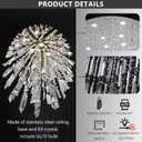 D32'' x H100'' Modern Crystal Chandelier High Ceiling Chandeliers for Entryway Glam Chandelier Large Raindrop Chandeliers LED Dimmable Light Fixtures for Staircaes Foyer Hallway Living Room Silver