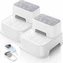 2 Step Toddler Step Stool, Non-Slip Multifunctional Kids Step Stool for Bathroom Sink & Toilet Potty Training,Supports Up to 220 lbs (2 Packs, White)