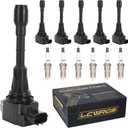 Set of 6 Ignition Coil Packs & Spark Plugs Fits For 3.5 V6 Nissan Murano Maxima Altima Pathfinder Infiniti G35 EX35 JX35 2009 2010 2011 2012 2013 2014 2015 2016 3.5L Coils Spark Plugs Replaces# UF550