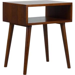 NTC Zoe Solid Wood Nightstand, Mid Century Modern Side Table Bedroom, Bedside Furniture, Night Stand, End Table, Easy Assembly - Dark Walnut (Zoe (Without Drawer))