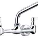 KZH Kitchen Faucet Chrome Commercial Sink Faucet with 8 Inch Swivel Spout 8" Center 2 Handle Wall-Mount Faucet for Utility Laundry Room Restaurant Sink