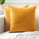 Encasa XO Throw Pillow Covers 18x18 in Set of 2 Mango | No Inserts | Cotton Pillow Covers for Living Room, Bed, Sofa, Couch | Decorative Cushion Covers with Improved Zippers