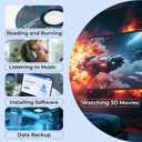 External Blu Ray Drive, Support 50G Disc Read/Write Bluray Drives, Portable 3D Blu Ray Burner with USB 3.0 and Type-C, Blu Ray Reader Suitable for Windows XP/7/8/10/11 MacOS for Laptop, Desktop, Mac