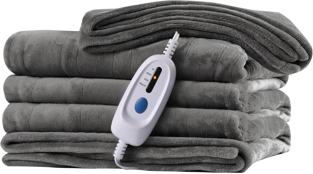 McJaw Electric Heated Blanket 72"x 84" Full Size, 4 Heating Levels and 10 Hours Auto Off, Lightweight and Breathable - Ivory Gray