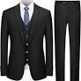 Cooper & Nelson Men's Suit Slim Fit, 3 Piece Suits for Men, One Button Solid Jacket Vest Pants with Tie, Tuxedo Set(38R/S)