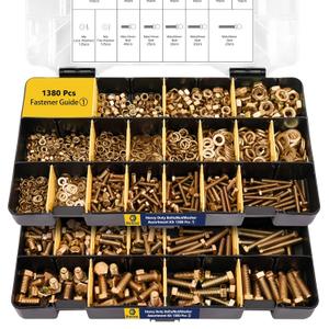 Bonost 1380pcs Nuts and Bolts Assortment Kit - Heavy Duty Grade 8.8 Metric M4 M5 M6 M8 Bolt Set with Assorted Nuts and Washers, Yellow Zinc Plated, Length from 12-30mm