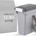 IRIS USA Dog Food Storage Container, Airtight Lid, 2-Cup Scoop, Up to 13 Pounds Pet Food Storage, Versatile Pet Food Bin, Treats, BPA Free, Gray/Dark Gray, 13 lbs