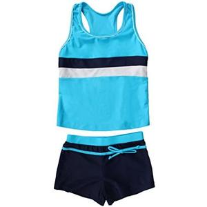 JerrisApparel Little Girls' Summer Two Piece Boyshort Tankini Kids Swimsuit, Size 4XL